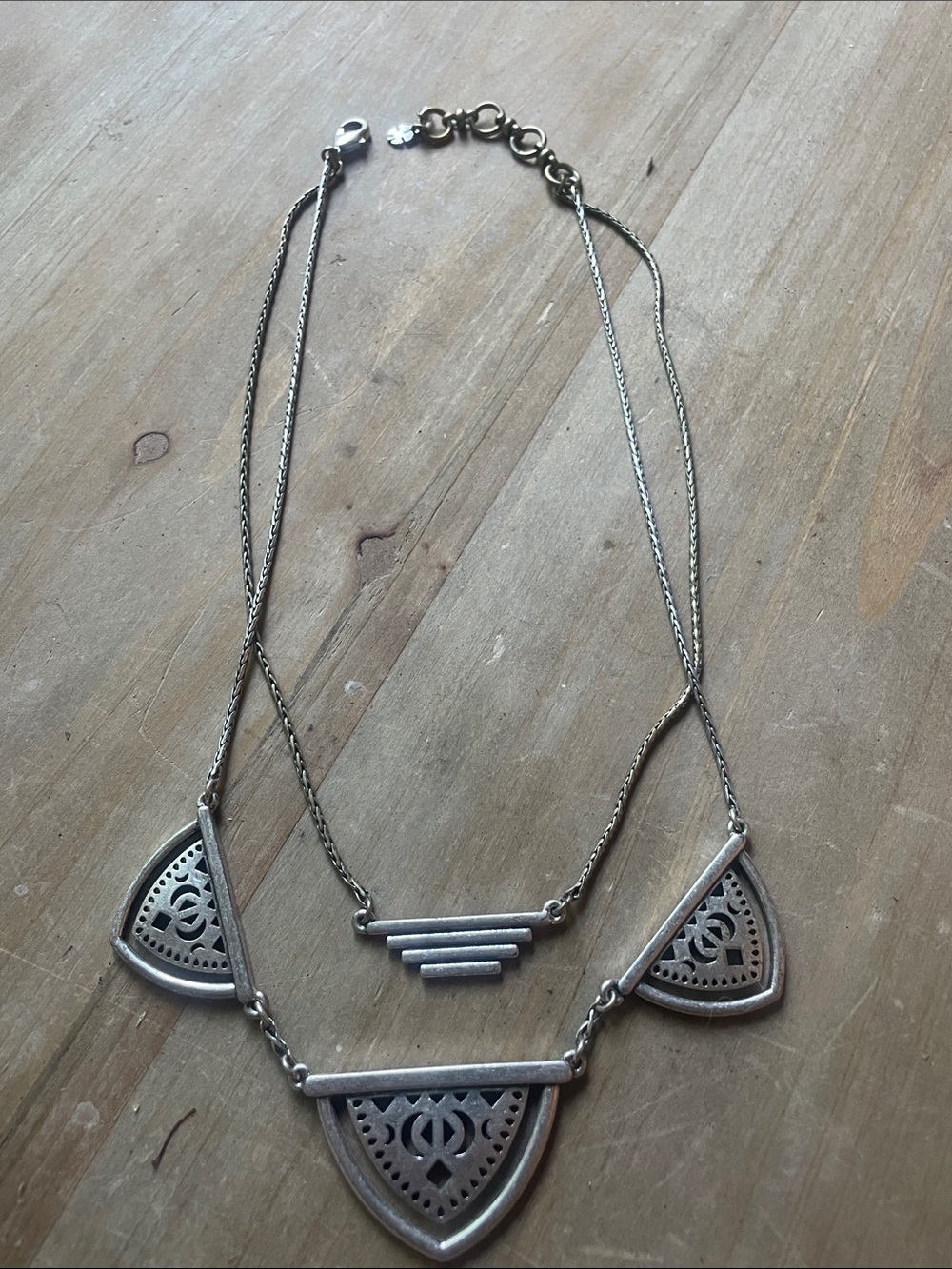 Lucky brand Silver  Geometric Layered Pendant Necklace